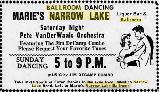 Narrow Lake Ballroom - June 19 1965 Name Change
